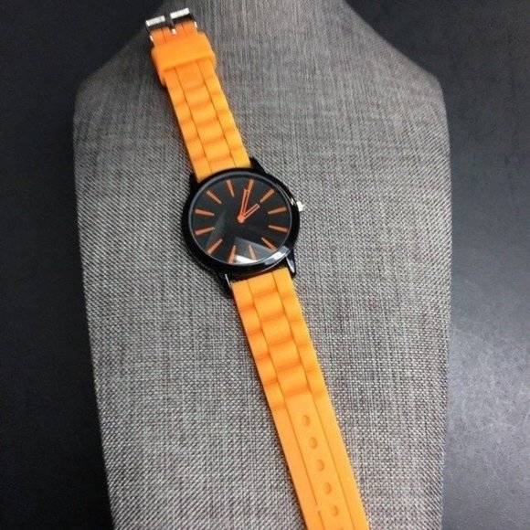 Silicone Watch As Is Orange Black Halloween 80s Retro Prop Costume - Picture 1 of 7